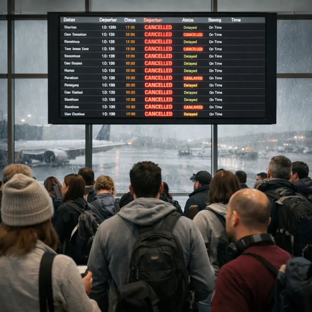 Boston airport flight cancellations board
