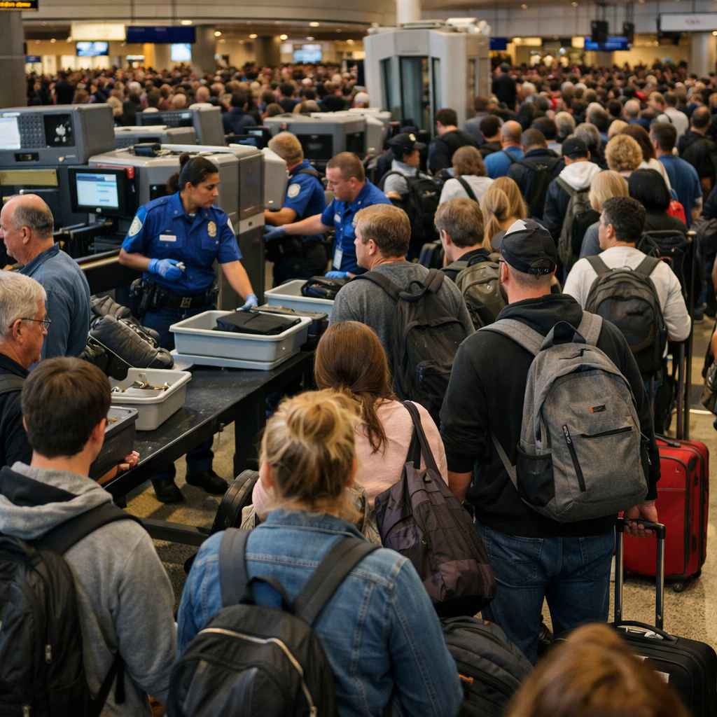 US Travel Chaos 2026: 4-Hour TSA Lines Hit Airlines, DAL Falls 3%