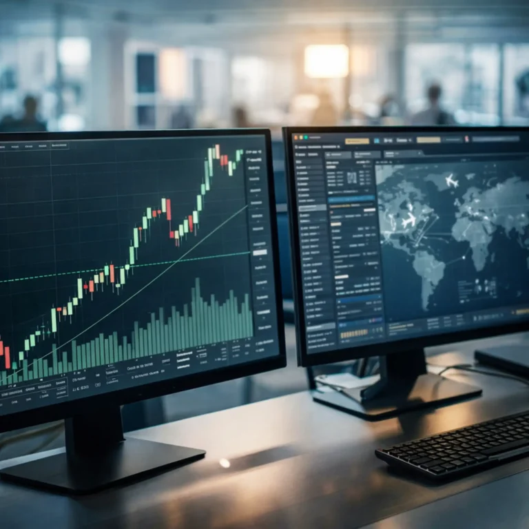 Constellation Software stock trading screens showing rising market chart after Sabre governance agreement news.