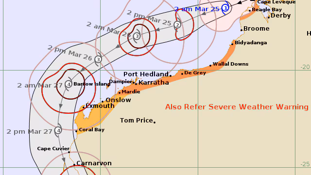 tropical cyclone narelle western australia satellite view