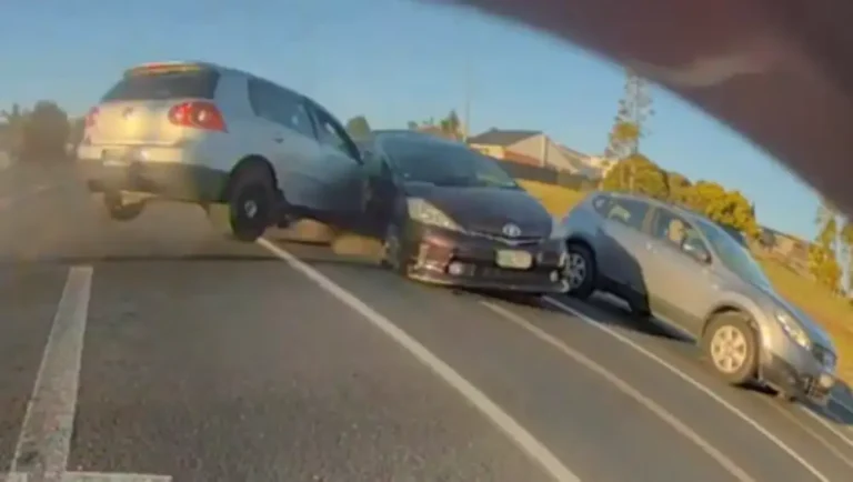Auckland Crash Video: Car Goes Airborne Over Berm, Driver Flees as One Seriously Injured