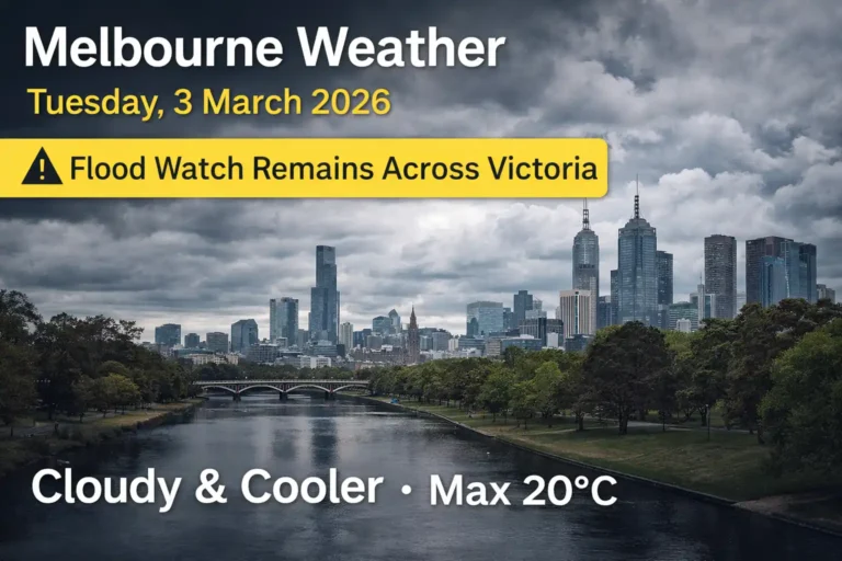 Melbourne Weather Today: Cloudy Skies, 20°C High as Flood Watch Remains Across Victoria