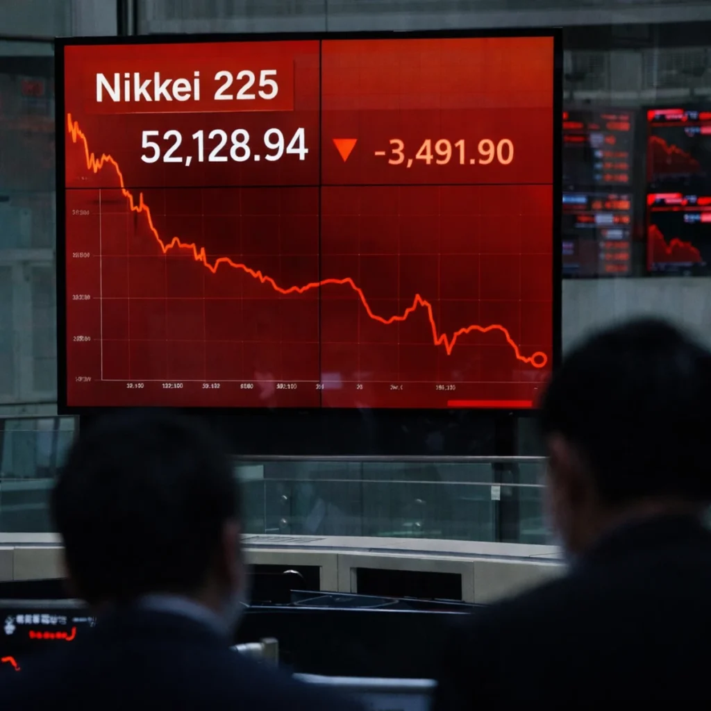 Nikkei 225 Crashes 7% Today to 52,128 as Oil Surges to $114 and Global Markets Slide