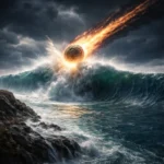 North Sea asteroid impact creating massive tsunami after meteor strikes ocean