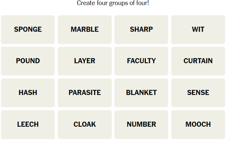 NYT Connections puzzle for March 6, 2026