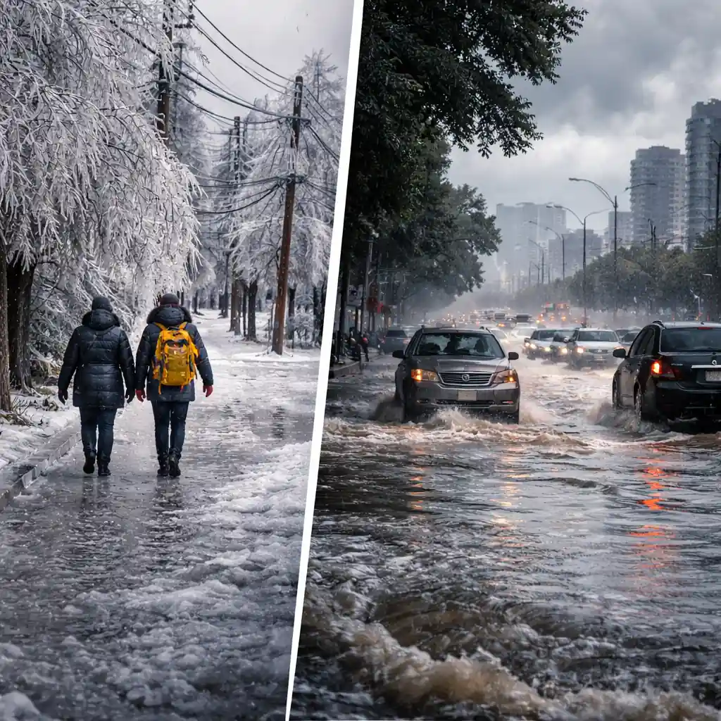 24-Hour Ice Storm Warning Hits Ottawa as 40 mm Rain Floods Toronto Roads