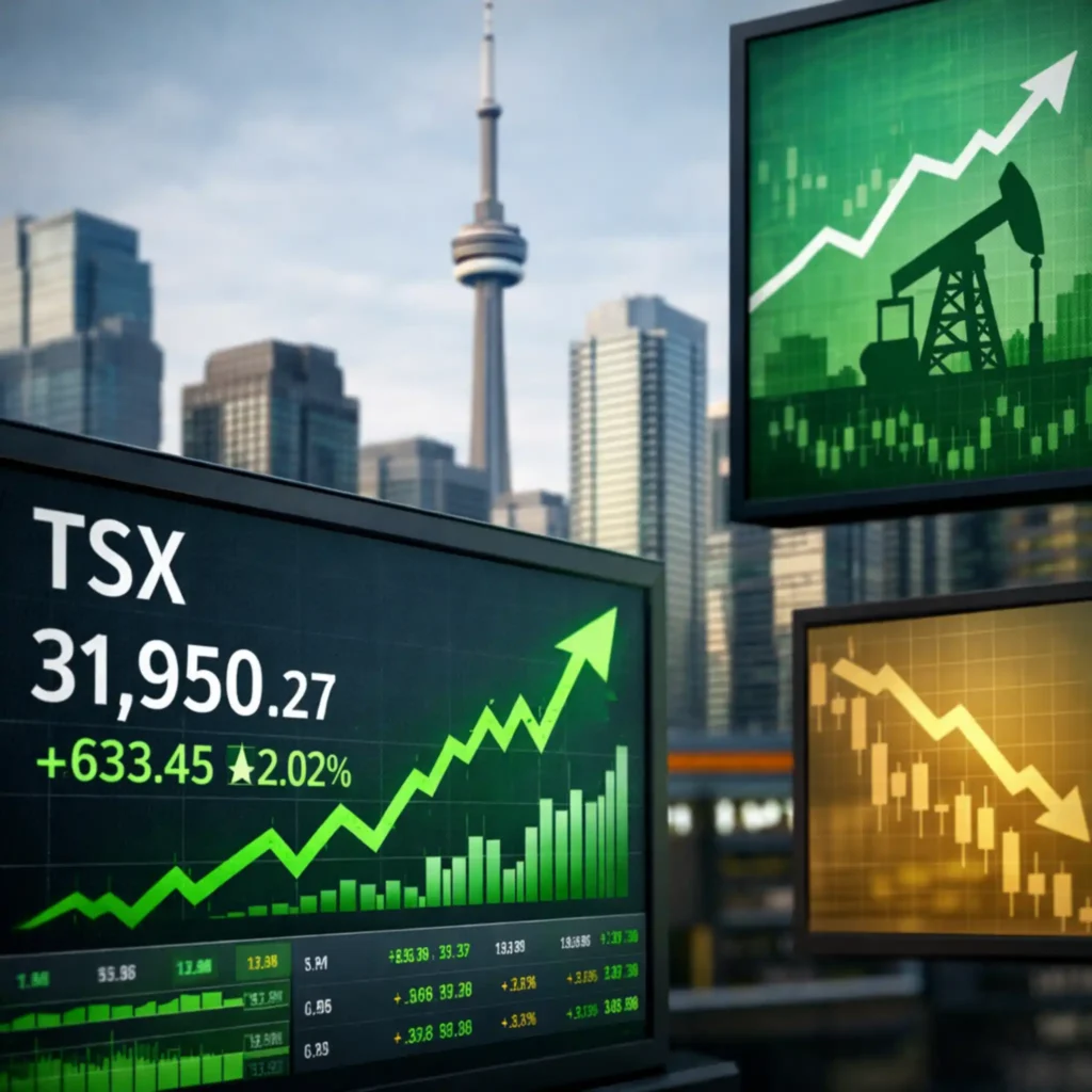 TSX Jumps 633 Points, Up 2% to 31,950 as Oil Rally Offsets Gold Crash