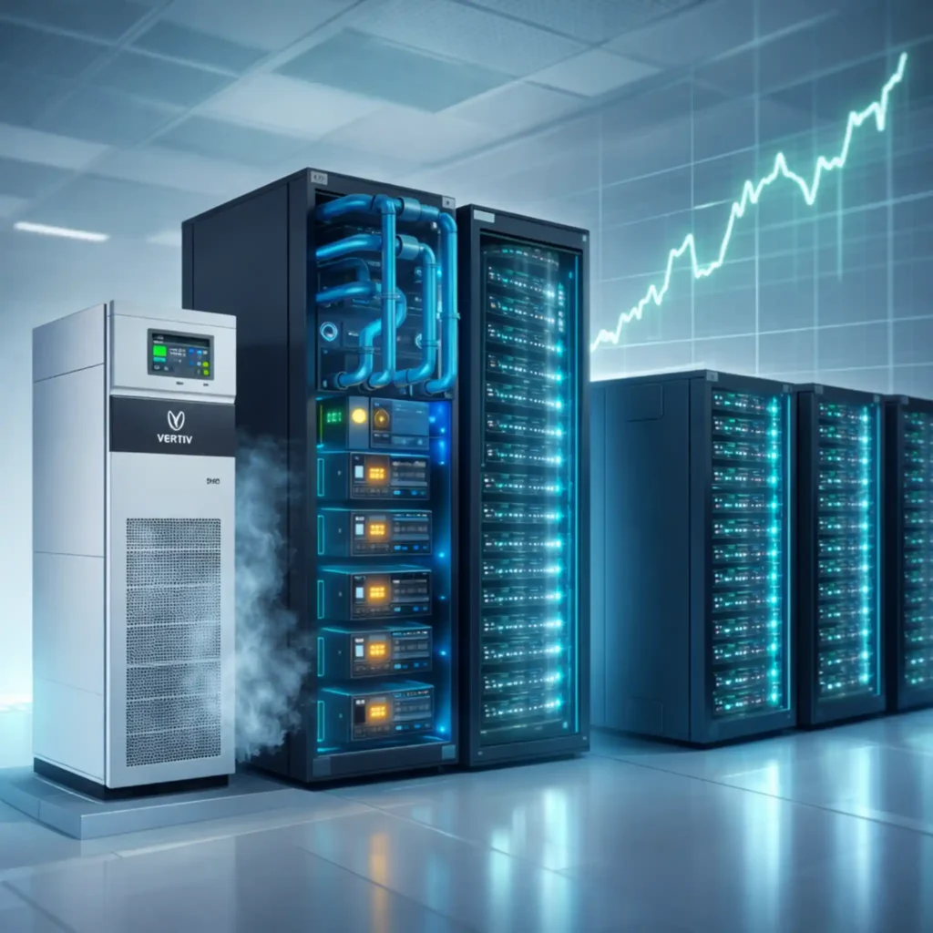 Vertiv AI data center power and cooling infrastructure concept representing VRT stock growth