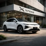 Xpeng EV outside closed dealership Australia