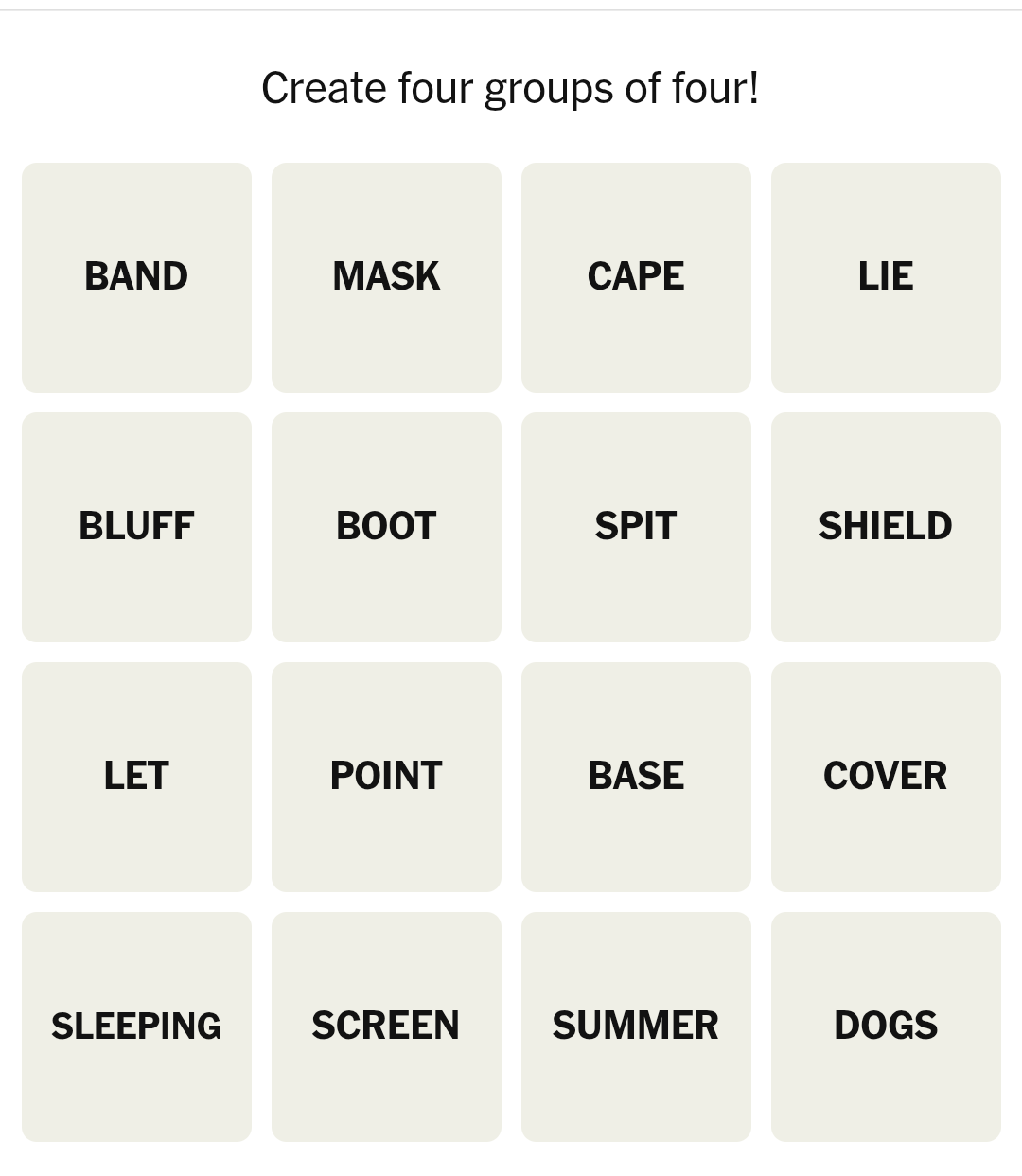 NYT Connections #1028 puzzle image
