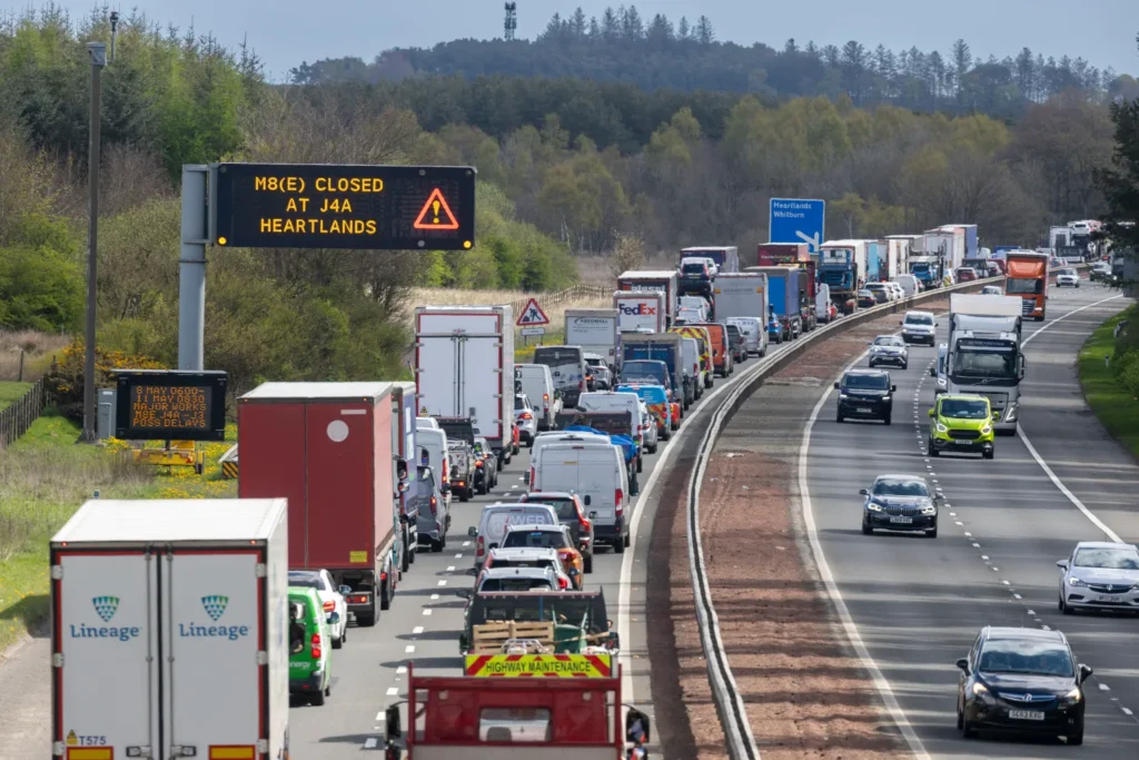 M8 Shuts Down in Rush Hour After Lorry Spill, Causing Major Traffic Chaos in Scotland