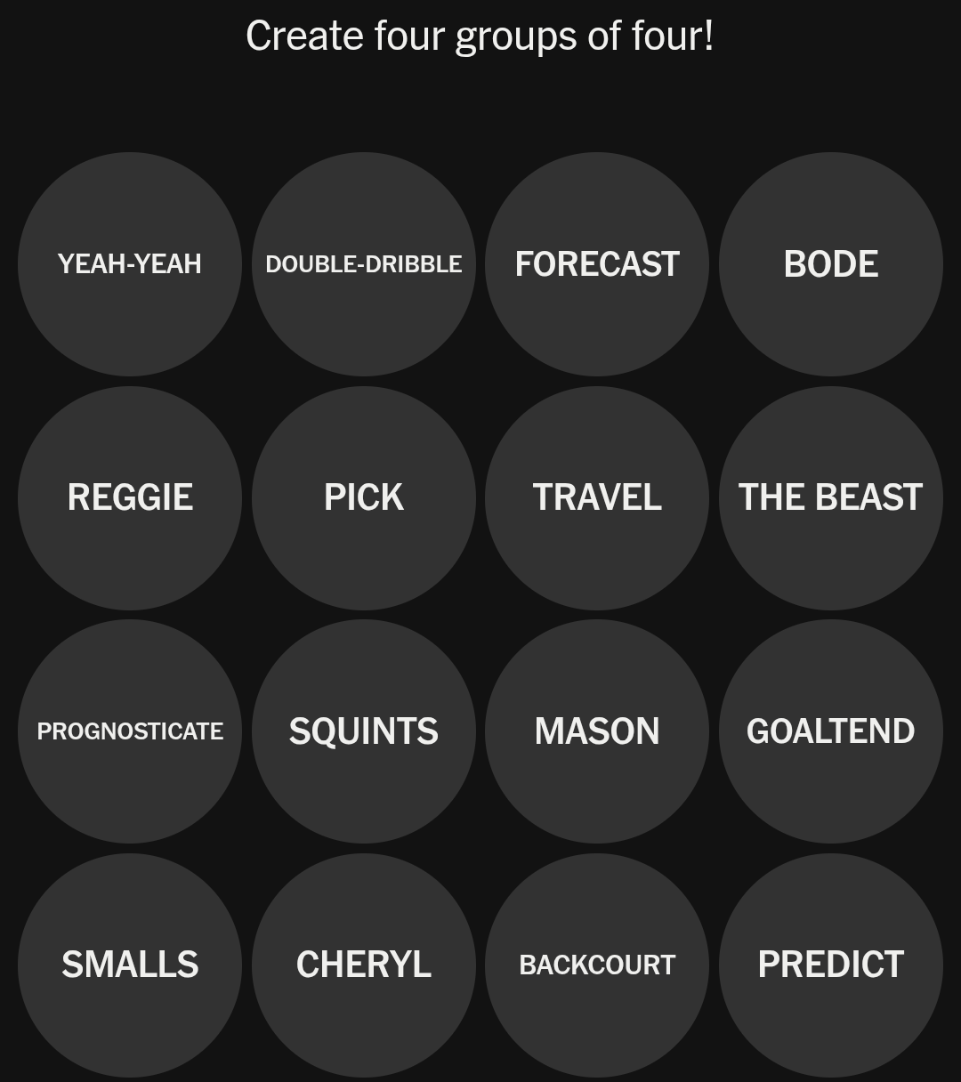 NYT Sports Connections puzzle image