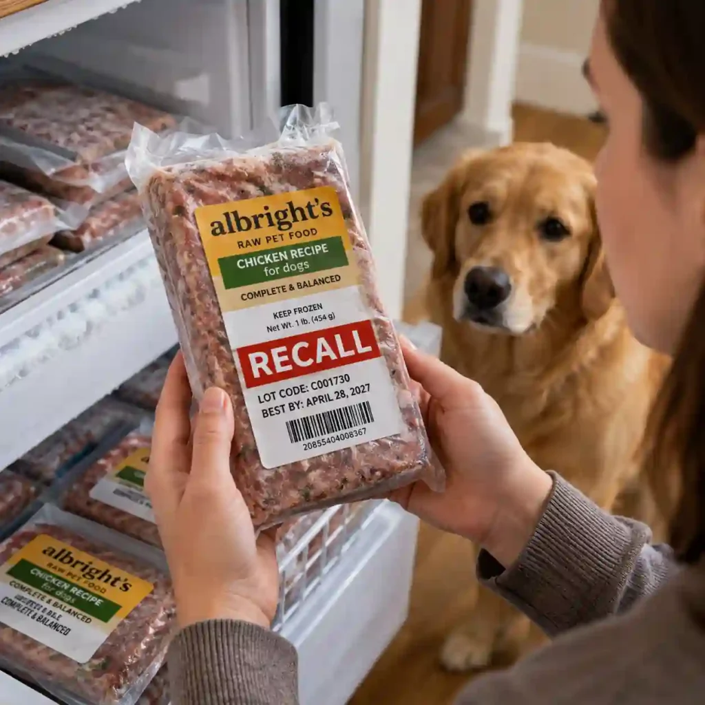 Albright’s Raw Pet Food Recall Sparks Nationwide Salmonella Warning for Dog Owners