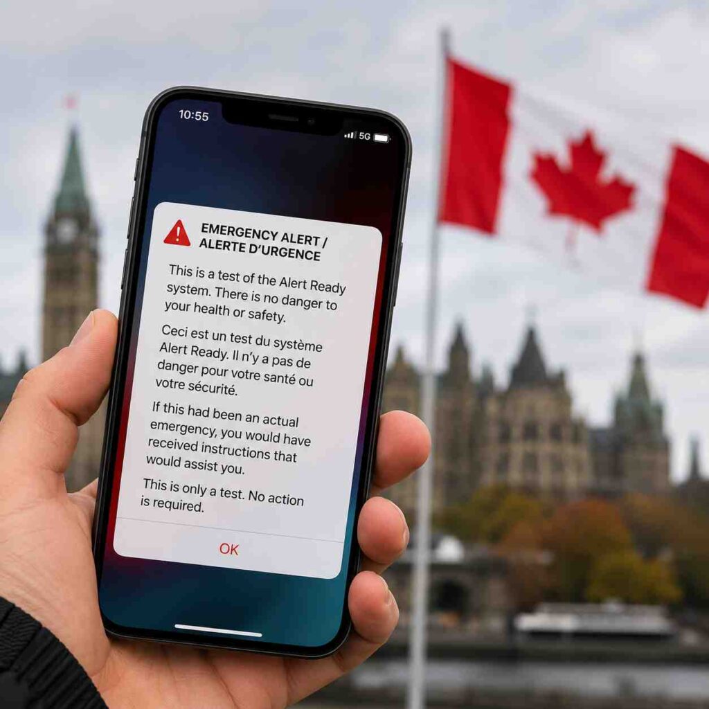 Canada Alert Ready emergency alert on smartphone during nationwide test