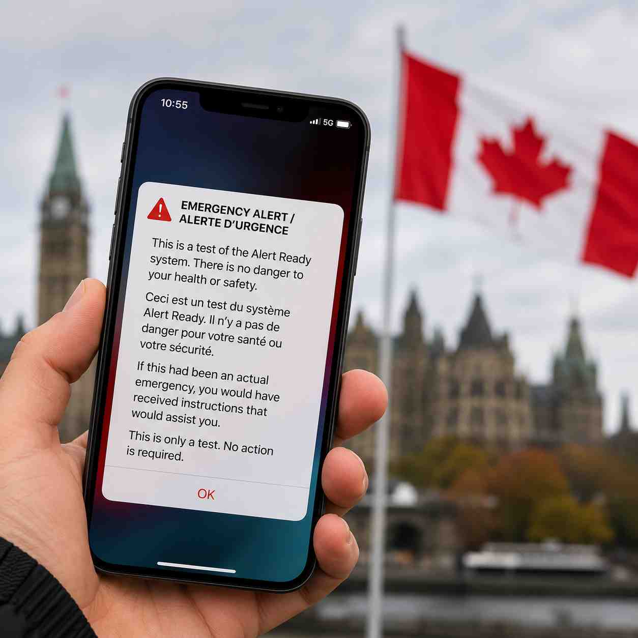 Canada Alert Ready emergency alert on smartphone during nationwide test