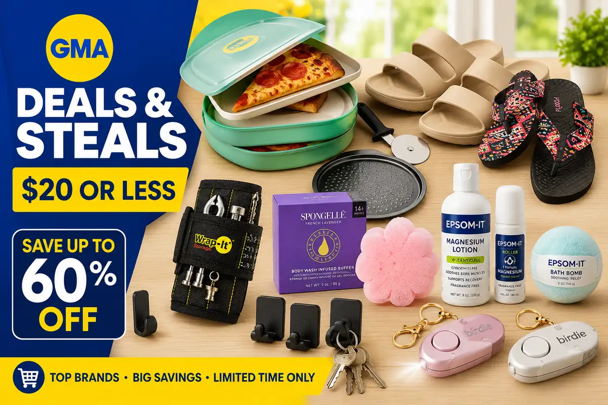 GMA Deals and Steals under $20 feature image with shopping products and sale items