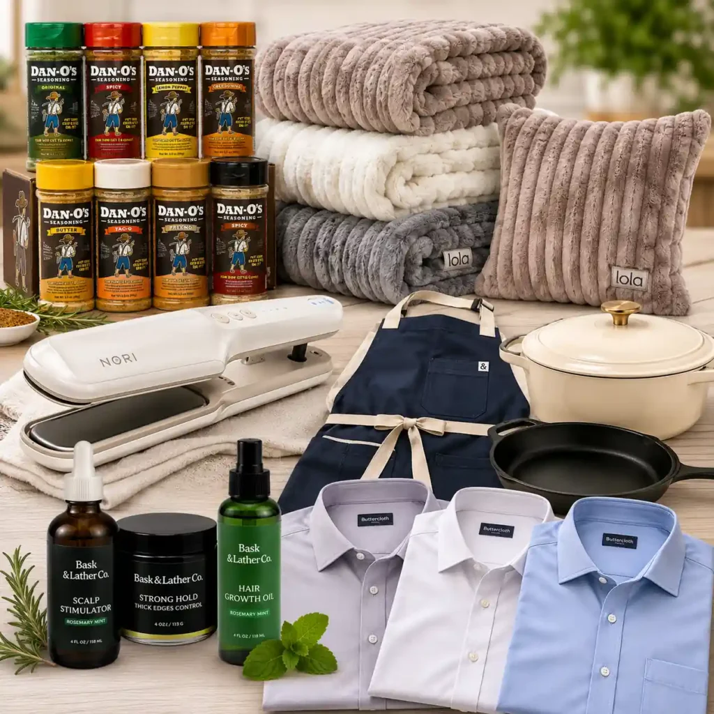 Tory Johnson GMA Deals and Steals featured products including Dan-O’s Seasoning Lola Blankets and Nori Press on May 15 2026