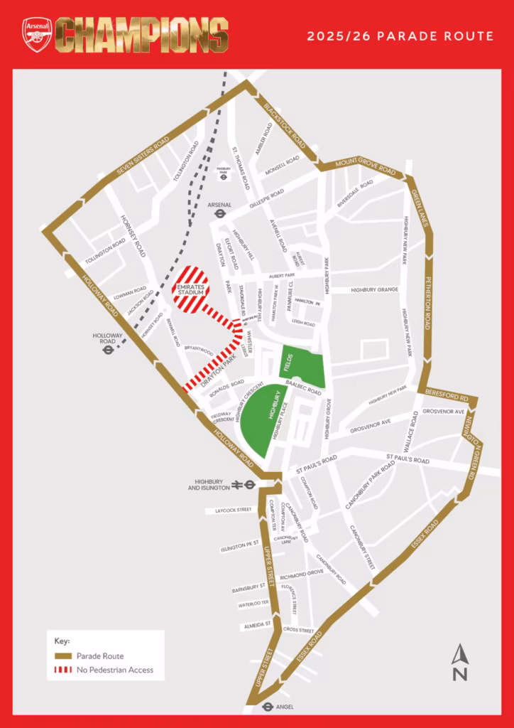 Arsenal Trophy Parade 2026: Route, Start Time, Live Stream and Road Closures