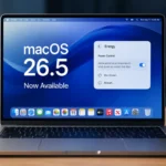macOS 26.5 update displayed on Apple MacBook laptop