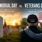 American flag at military cemetery for Memorial Day