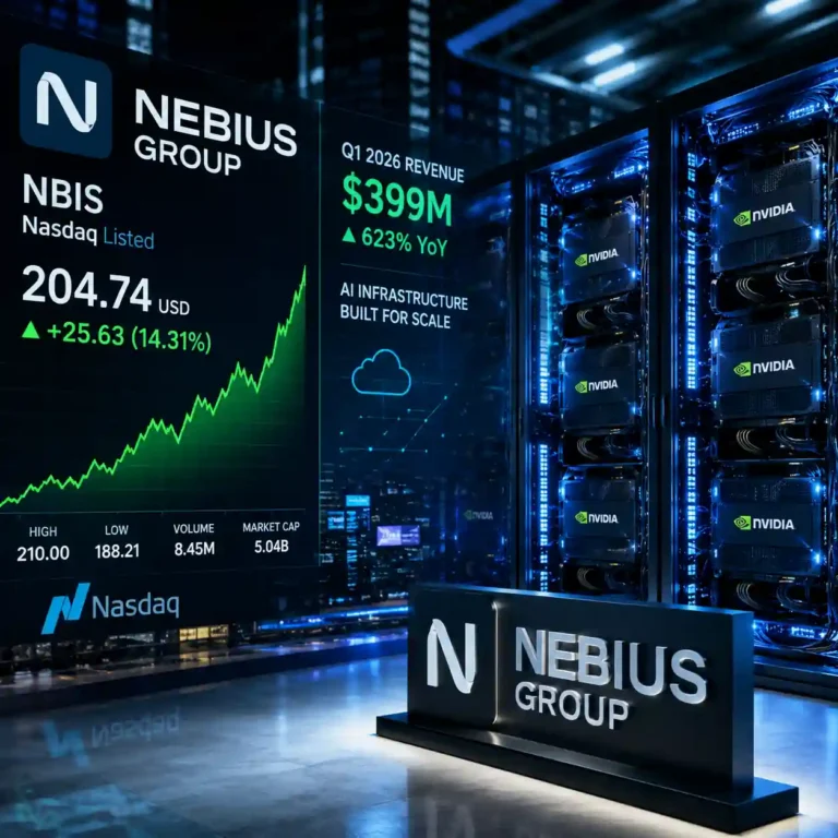 Nebius Group NBIS stock surge after strong Q1 AI revenue growth and Wall Street rally