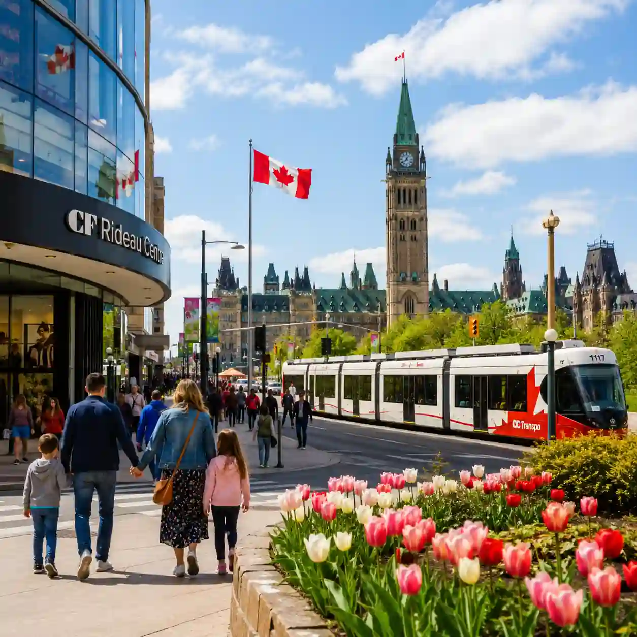 Ottawa Victoria Day 2026 downtown shopping and OC Transpo holiday scene near Parliament Hill