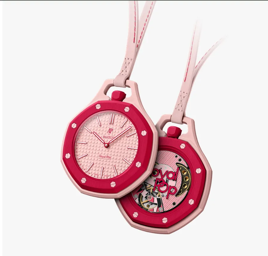Swatch x Audemars Piguet Royal Pop pink pocket watches