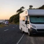 Campervan stopped on a quiet Whakatāne road after police incident.