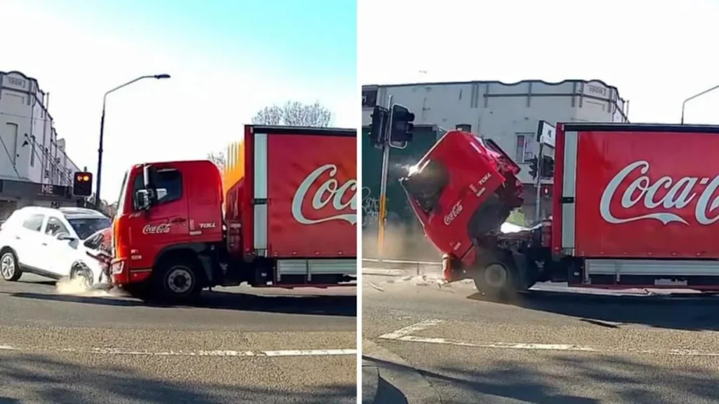 Coca-Cola Truckâs Cab Falls Off After SUV Crash at Busy Sydney Intersection