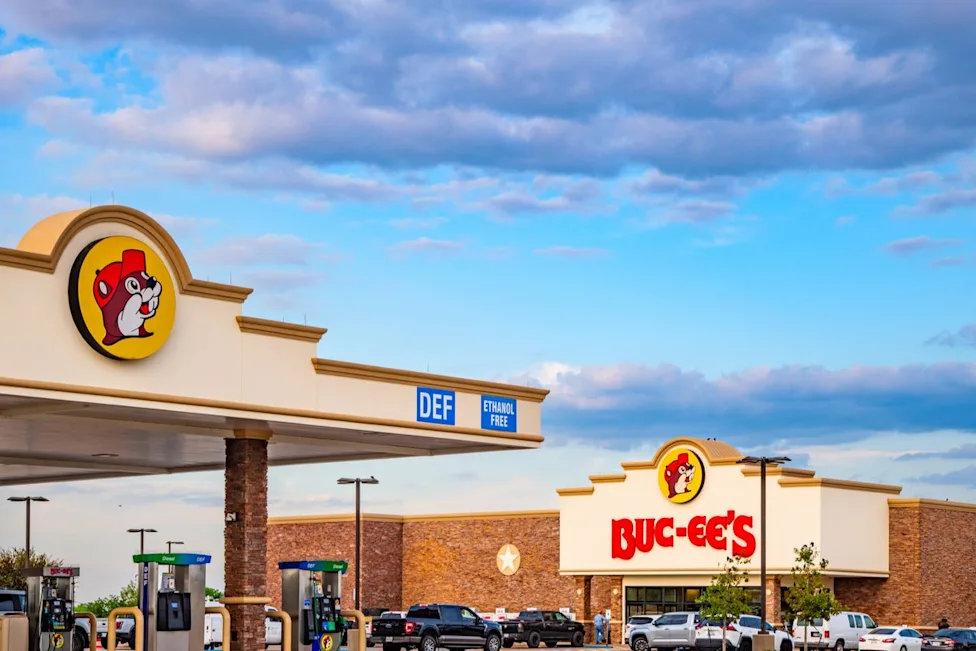 Buc-ee's travel center with fuel pumps and the iconic beaver logo as the company expands new locations across the United States in 2026.