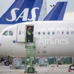 SAS Airline aircraft parked on the airport apron as the carrier announces an order for 18 Airbus A330neo jets under its $10 billion fleet renewal plan.