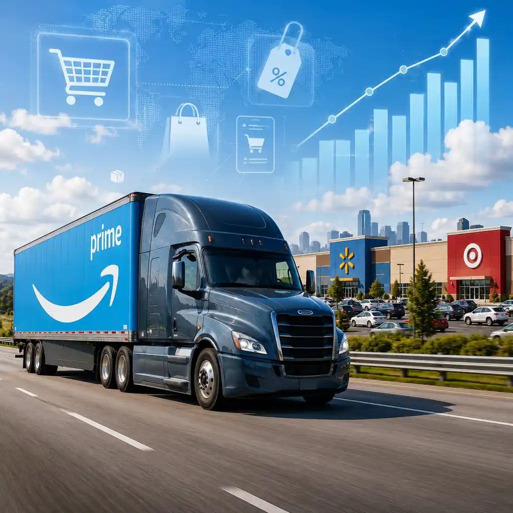 : Amazon Prime delivery truck during 2026 online retail deal week