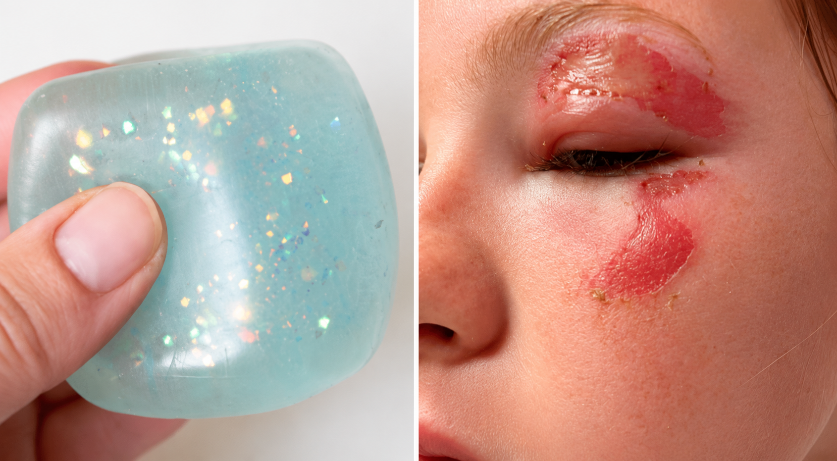 Child safety warning showing a squishy toy exploding inside a microwave after a viral social media trend.