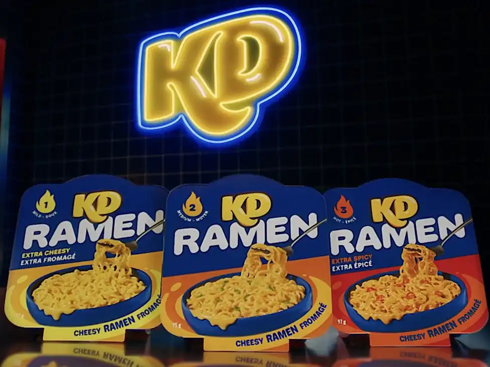 Kraft Dinner KD Ramen launch featuring Cheesy, Extra Cheesy and Extra Spicy instant noodle varieties in Canada