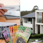 Australian landlord reviewing tax documents and calculating EOFY expenses beside a modern investment property and Australian dollar banknotes before the June 30 tax deadline.