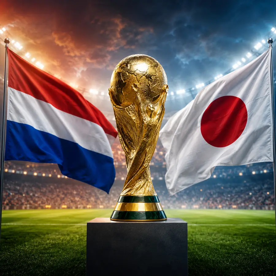 Netherlands and Japan fans before World Cup match