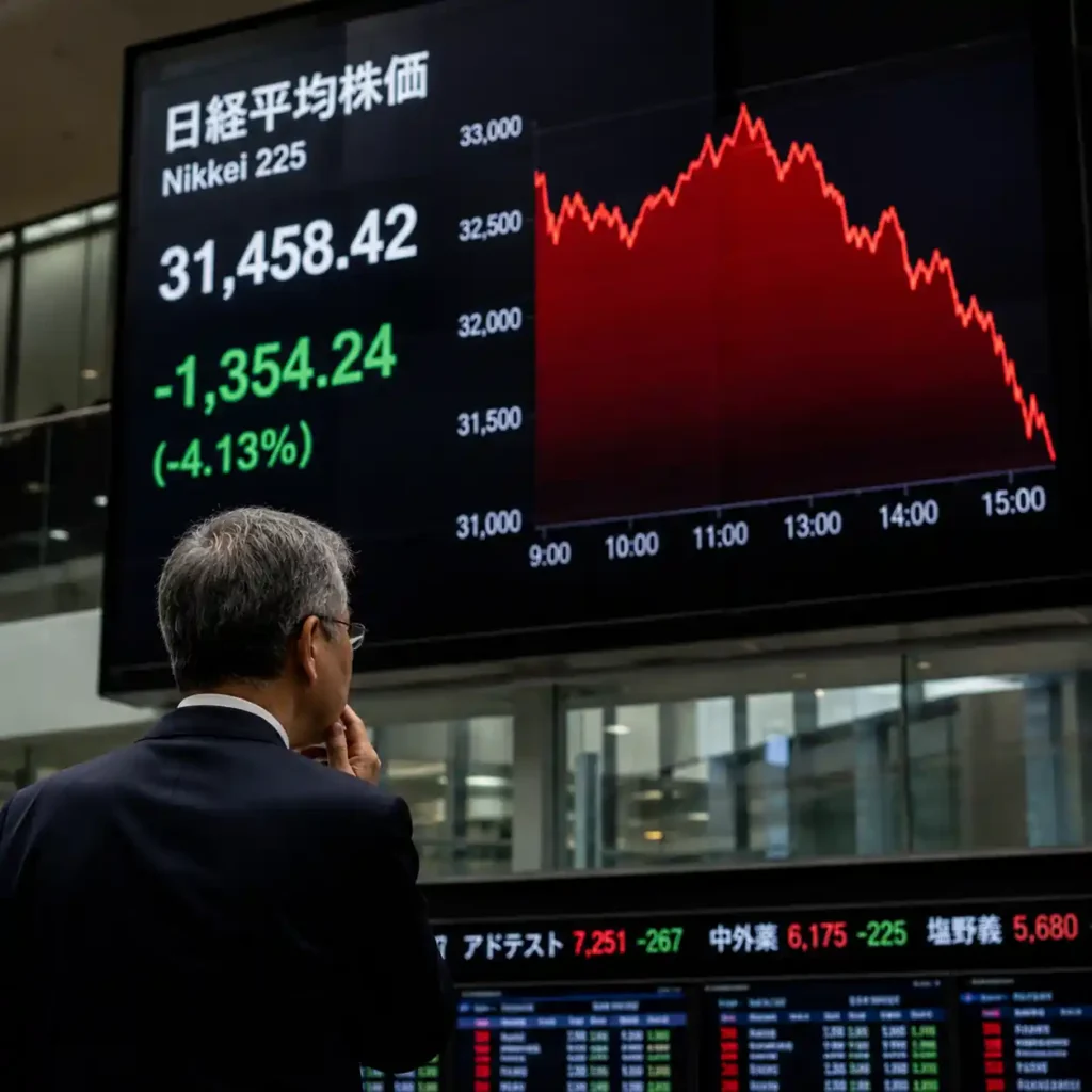 Nikkei Falls Over 4% as Japanese Stocks Extend Market Selloff Amid Global Tech Rout