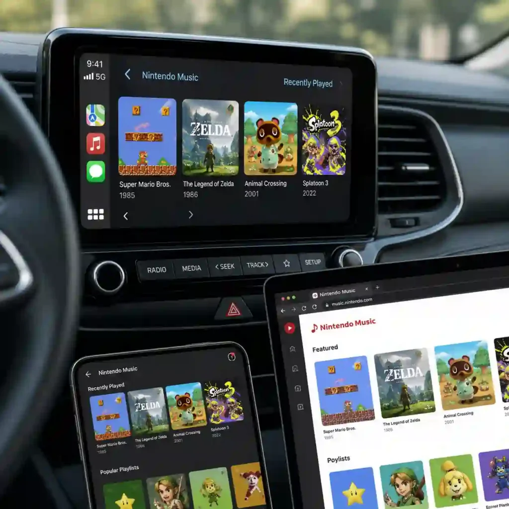 Nintendo Music 1.6.0 Update Adds CarPlay, Android Auto, Siri Search, and Browser Support