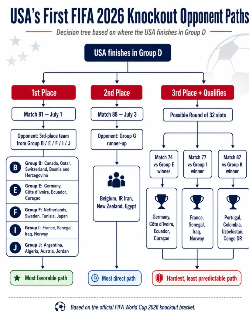 USA FIFA 2026 first knockout opponent path