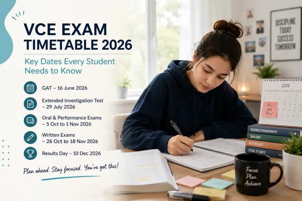 VCE exam timetable 2026