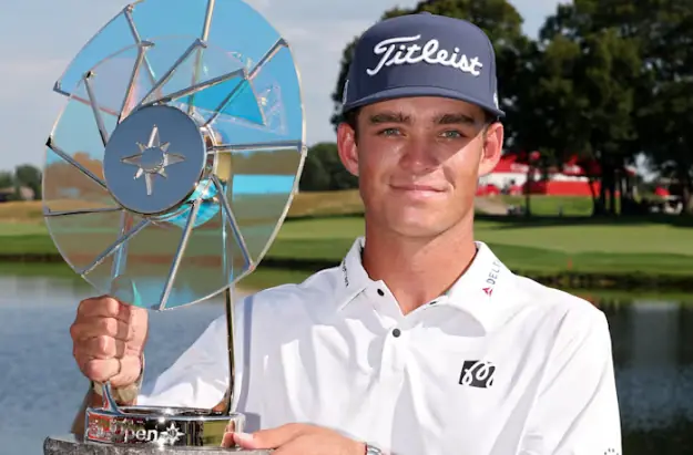 Jackson Koivun celebrates winning the 2026 3M Open at TPC Twin Cities