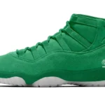Air Jordan 11 "Green Screen" mock-up featuring a monochrome green suede upper and translucent glow-in-the-dark outsole inspired by the behind-the-scenes filming of Space Jam.