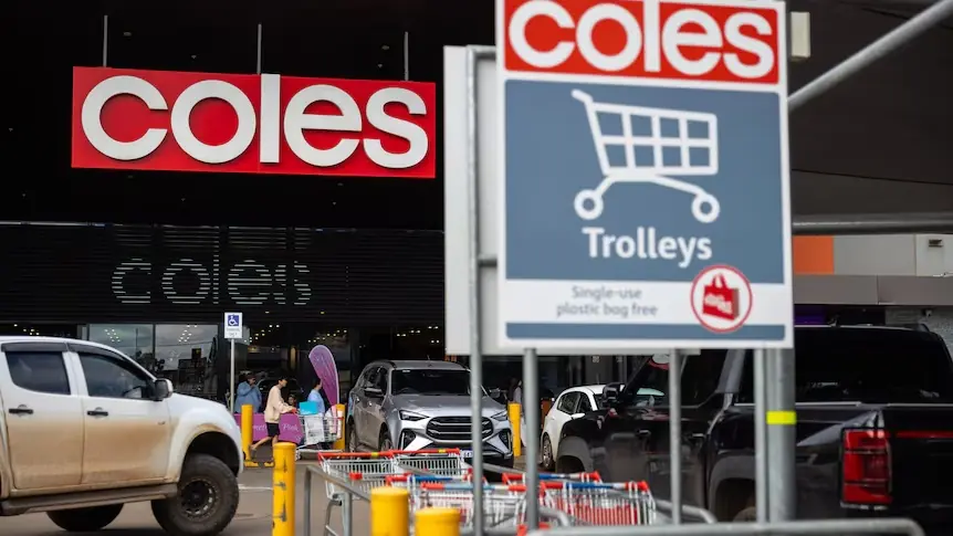 Coles supermarket entrance in Kalgoorlie, Western Australia, after the ACCC blocked plans for a second Coles store under Australia's new competition laws