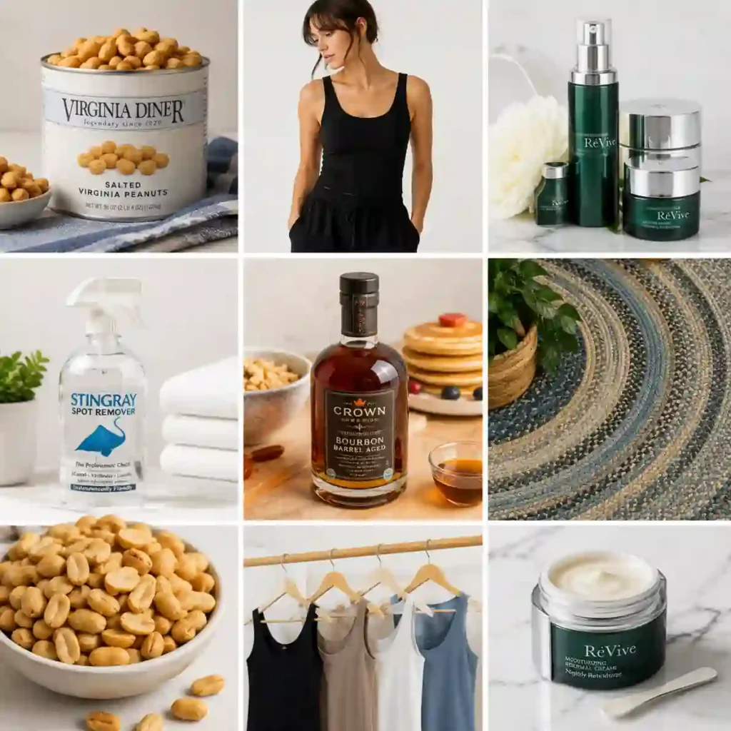 GMA Deals & Steals Made in America products including Virginia Diner peanuts, Bra 30 apparel, RéVive skincare, Stingray Spot Remover, Crown Maple syrup and Rhody Rug braided rugs