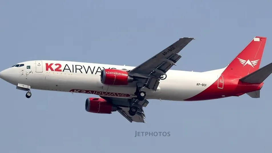 K2 Airways Boeing 737 cargo aircraft that went missing near Karachi after reporting a navigation system issue during a flight from Sharjah