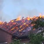 Roof engulfed in flames at Ludwigslust Hospital as firefighters battle the deadly blaze in Germany