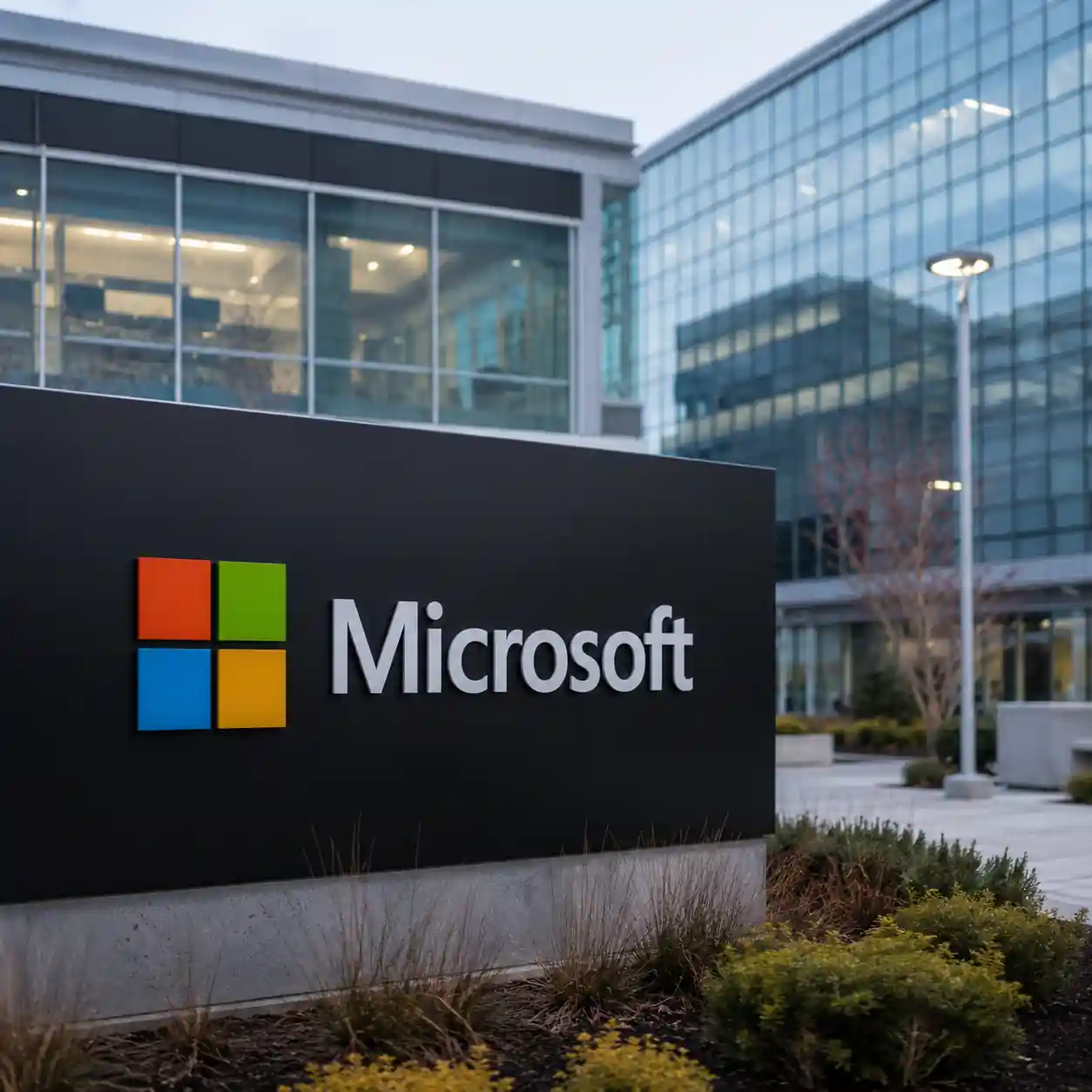 Microsoft headquarters sign representing the company's 4,800 employee layoffs and Xbox's 3,200 job cuts during a major restructuring in 2026