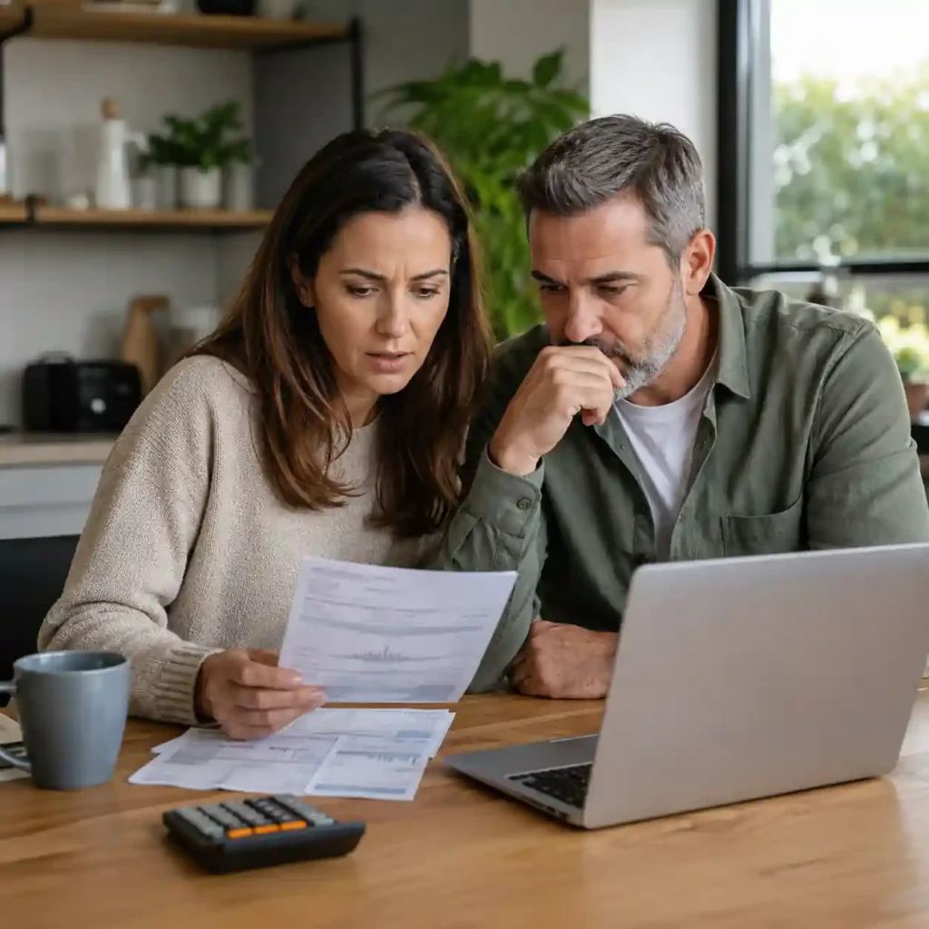 Australian couple reviewing electricity bills after the Origin Energy $60 refund announcement