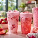 Two refreshing pink summer drinks with strawberries and pink cold foam representing the 2026 beverage comeback.