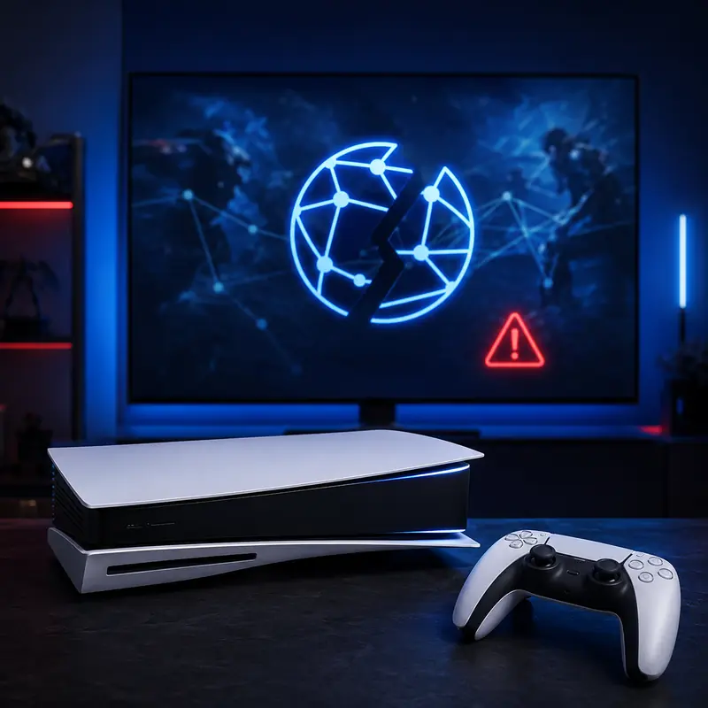Gaming console showing a network connection error during reported PlayStation service problems